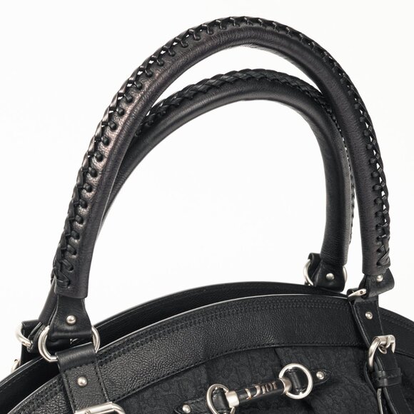 Christian Dior My Dior Black Logo-Jacquard Frame Bag - Picture 7 of 14